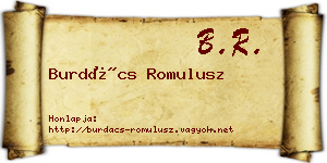 Burdács Romulusz névjegykártya